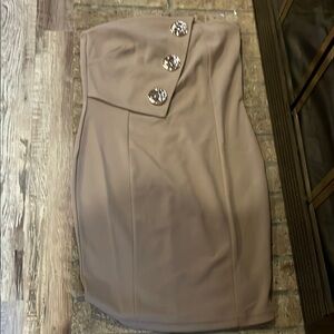 Elegant Tan Strapless dress